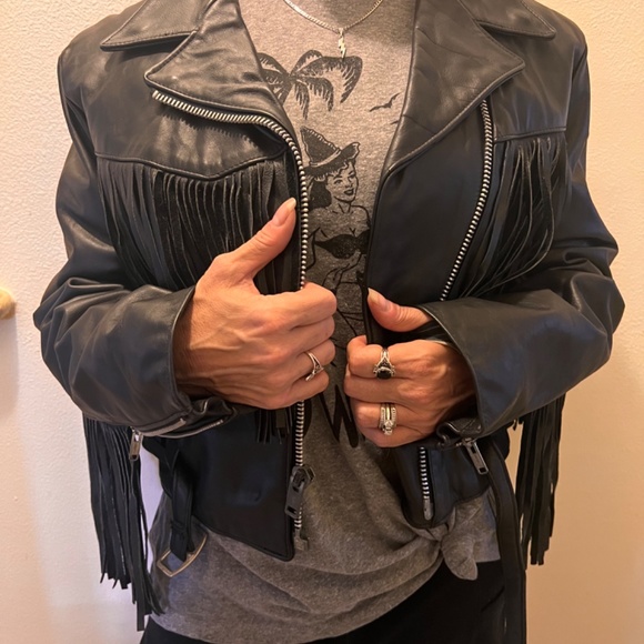 Luscious Vintage 80’s Leather Jacket w/ Fringe - Picture 2 of 7